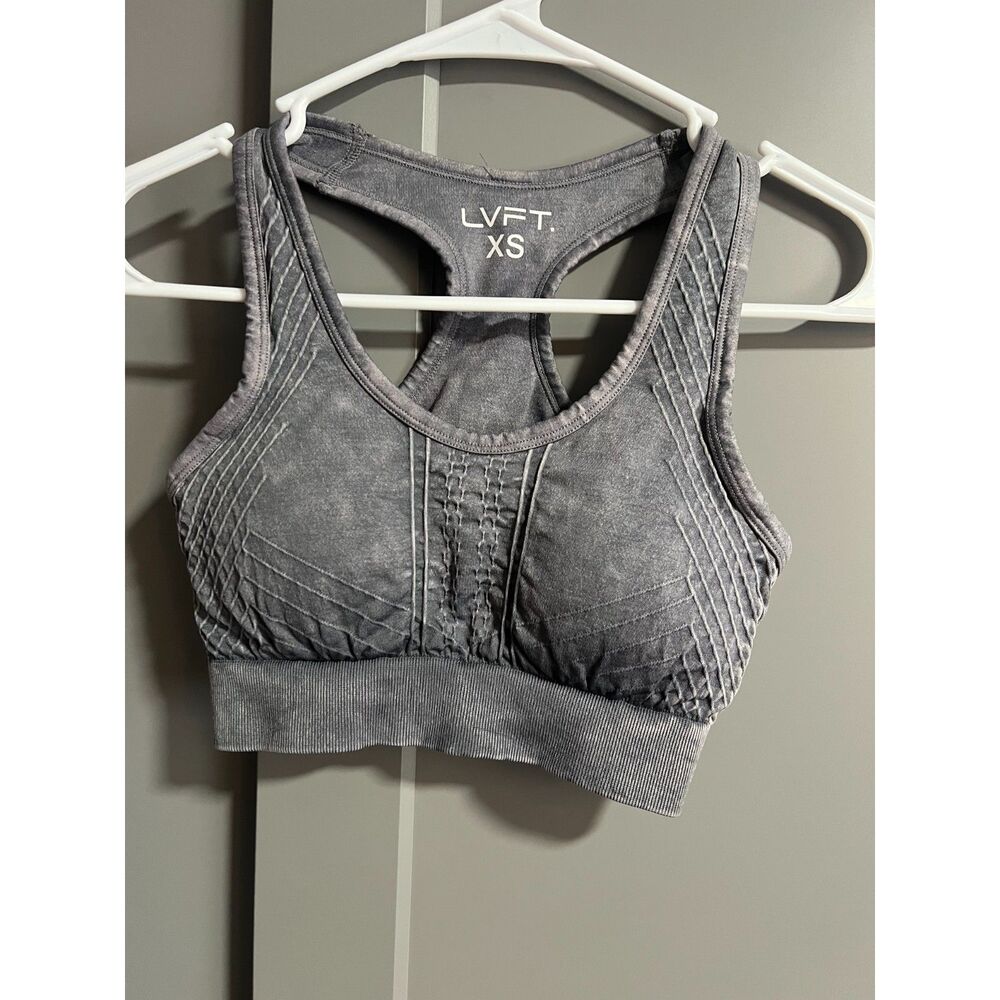LVFT Women Racerback Padded Sports Bra Smoky Gray XS Activewear Gym Workout